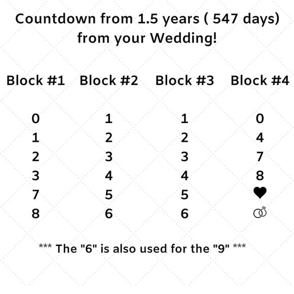 Wedding Countdown Calendar Wooden Blocks for Engagement or Bridal Shower NEW - Picture 5 of 6